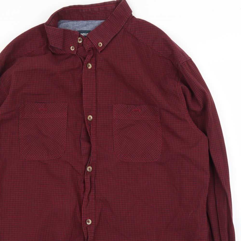 Industrialise Mens Purple Check   Button-Up Size XL