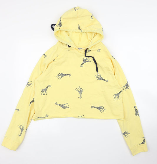 Messy Bun Womens Yellow   Pullover Hoodie Size M
