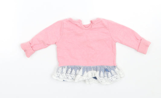 Crafted Girls Pink   Pullover Jumper Size 3-6 Months