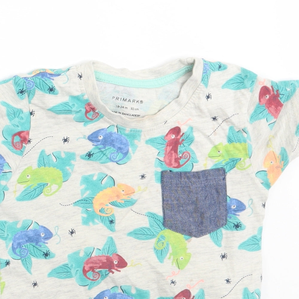 Primark Baby Grey Animal Print  Basic T-Shirt Size 18-24 Months