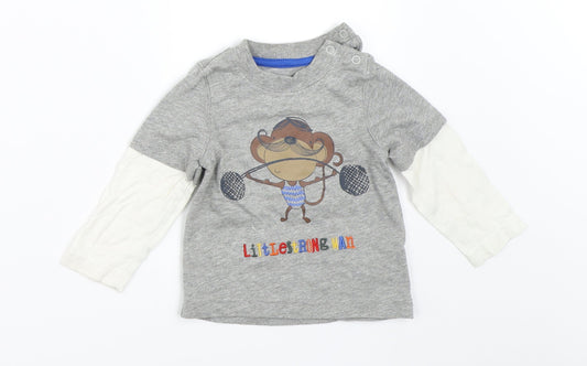 Mothercare Boys Grey   Basic T-Shirt Size 6-9 Months