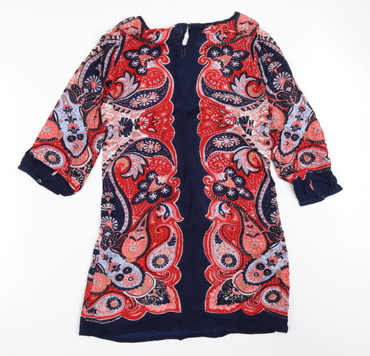 M&Co Womens Blue Geometric  Shift  Size 10