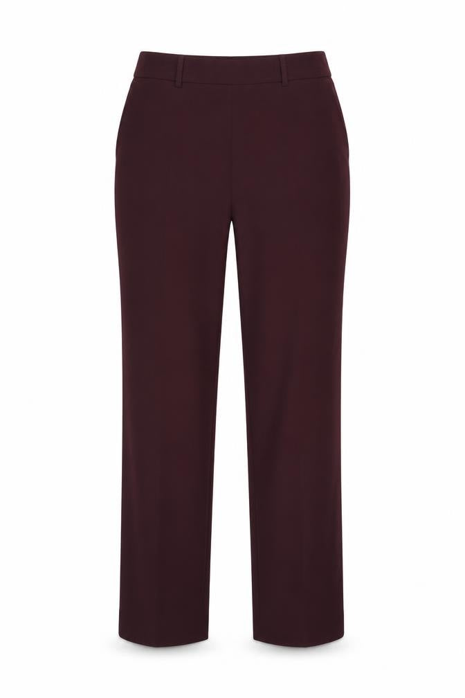 Front view of Miss Selfridge women’s purple trousers, size UK 10, 25-inch leg