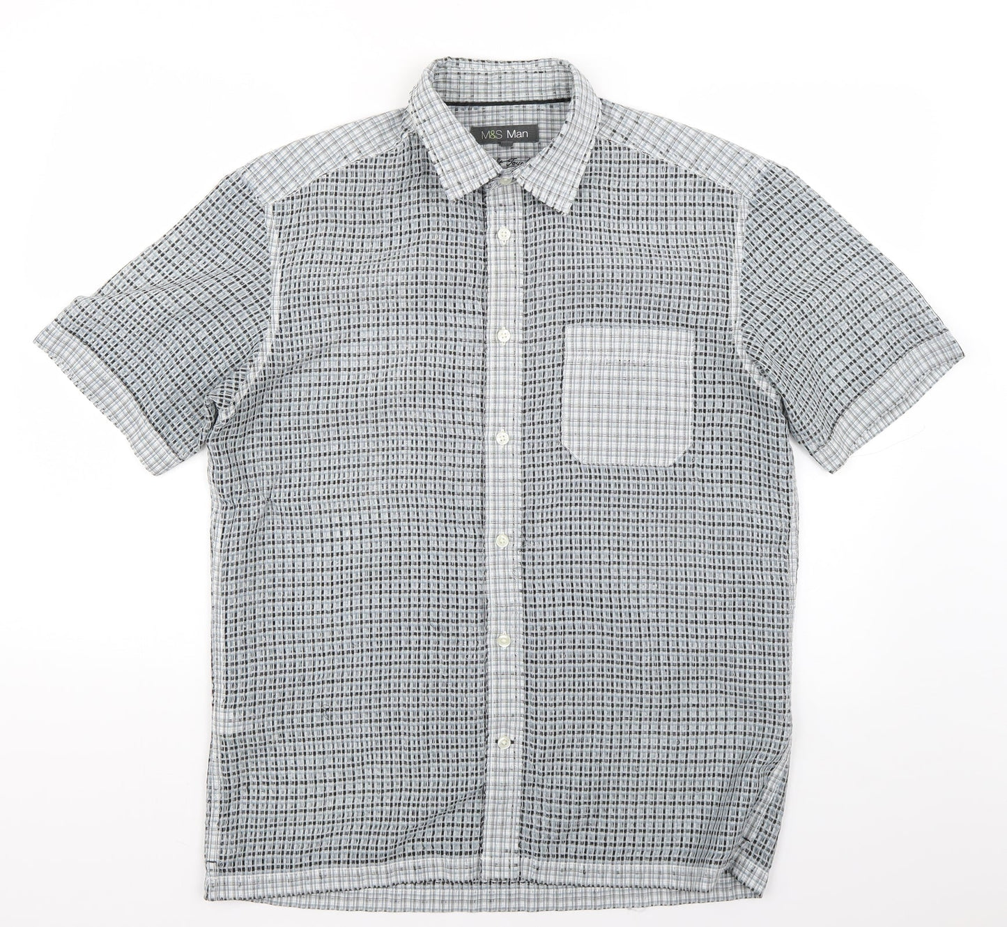 Marks and Spencer Mens Multicoloured Check   Button-Up Size M