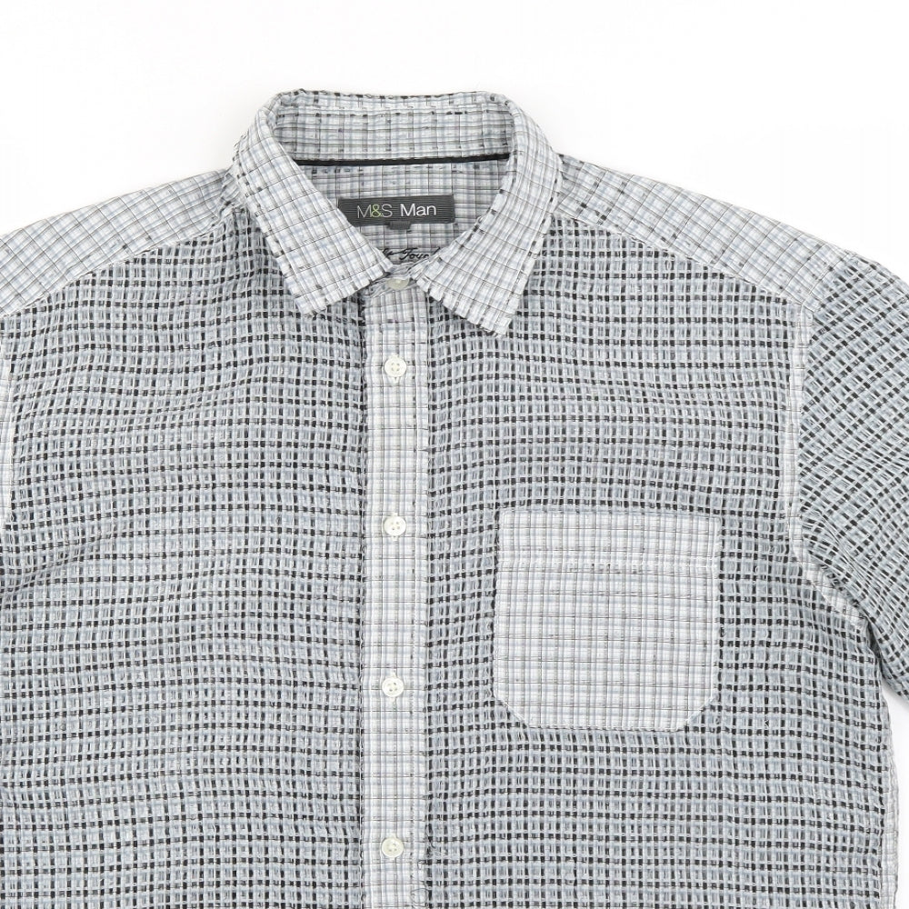 Marks and Spencer Mens Multicoloured Check   Button-Up Size M