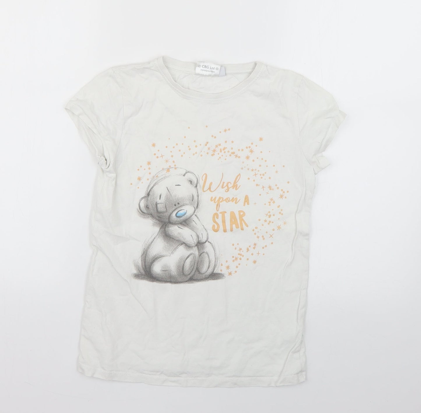 me to you Girls White Geometric  Basic T-Shirt Size 10-11 Years