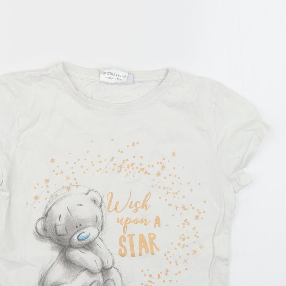 me to you Girls White Geometric  Basic T-Shirt Size 10-11 Years