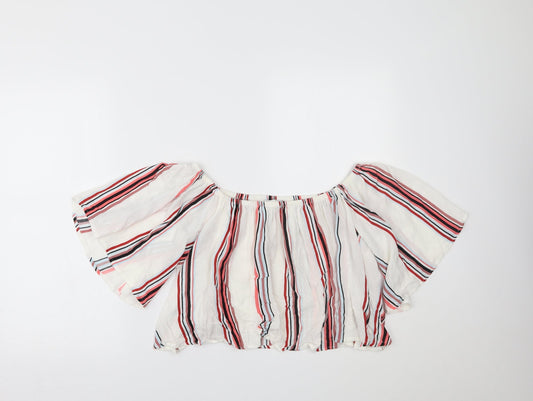 TALLY WEiJL Womens Multicoloured Striped  Cropped Blouse Size S