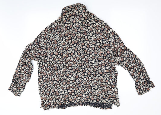 Alice Collins Womens Brown Floral  Basic Blouse Size XL