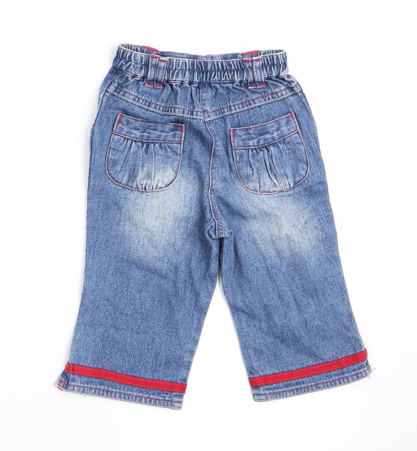 George Girls Blue   Cargo Jeans Size 6-9 Months  - Heart motif on lower leg