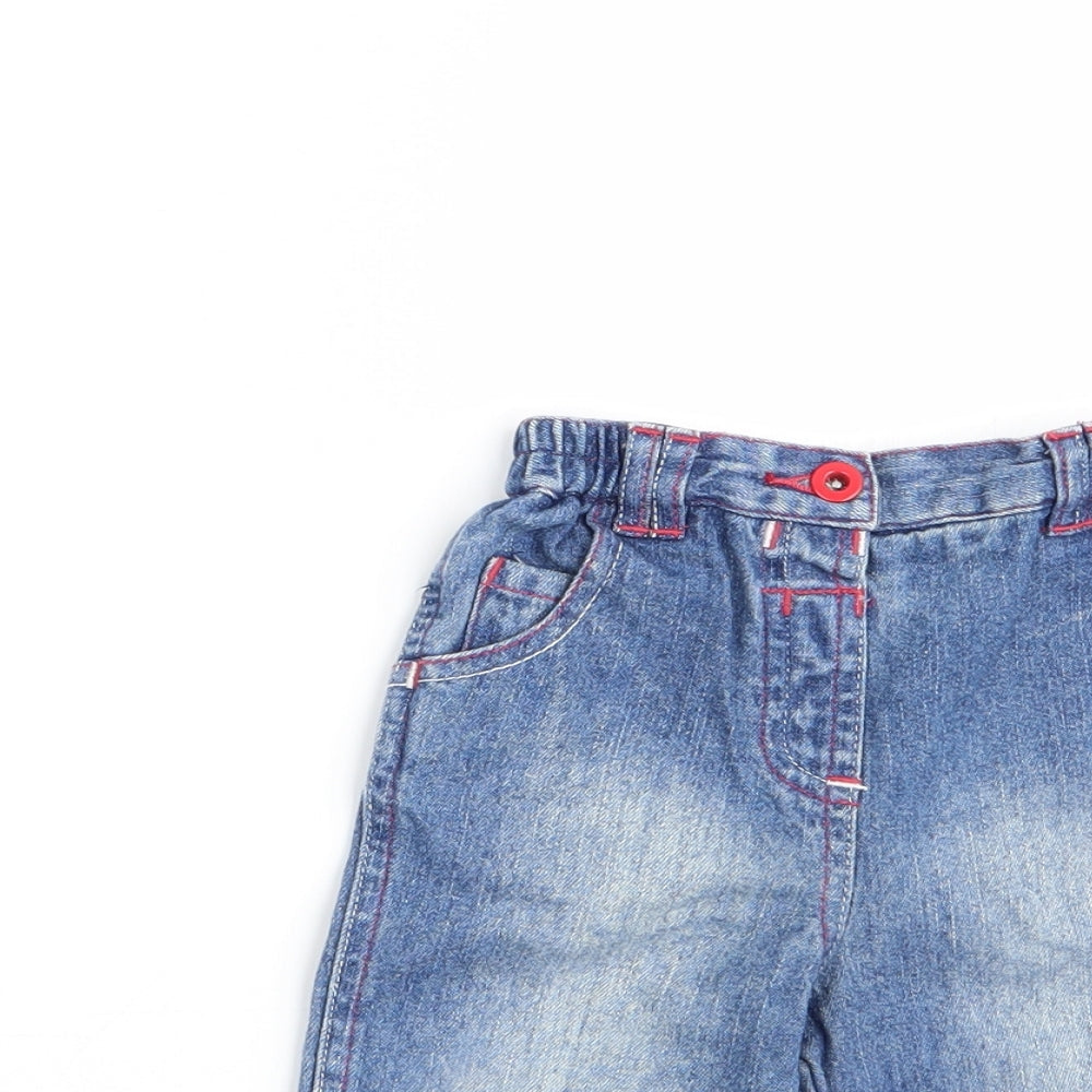 George Girls Blue   Cargo Jeans Size 6-9 Months  - Heart motif on lower leg