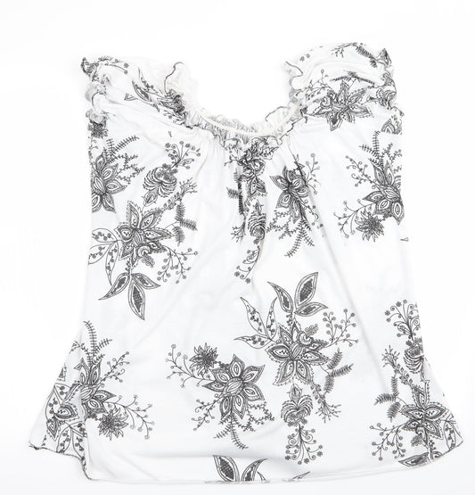 Preworn Womens Black Floral  Basic T-Shirt Size 2XL  - Elasticated neckline