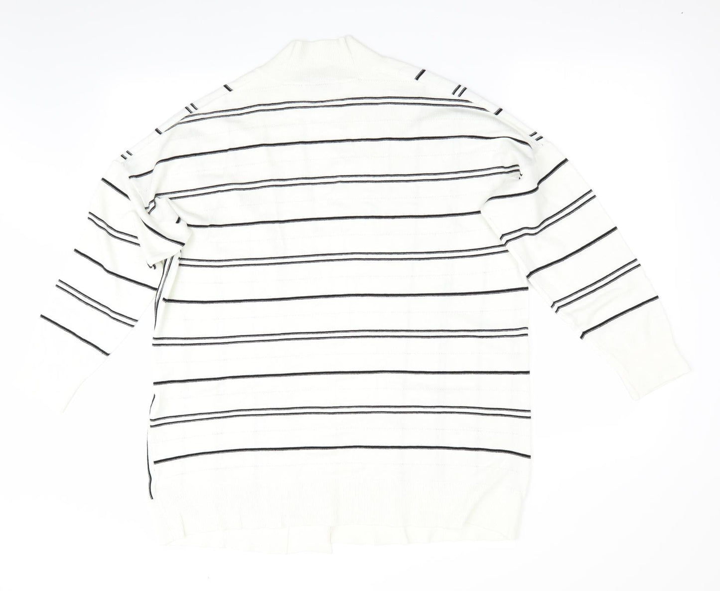 Marks and Spencer Womens Ivory Striped  Cardigan Jumper Size L  - Longline Cardigan