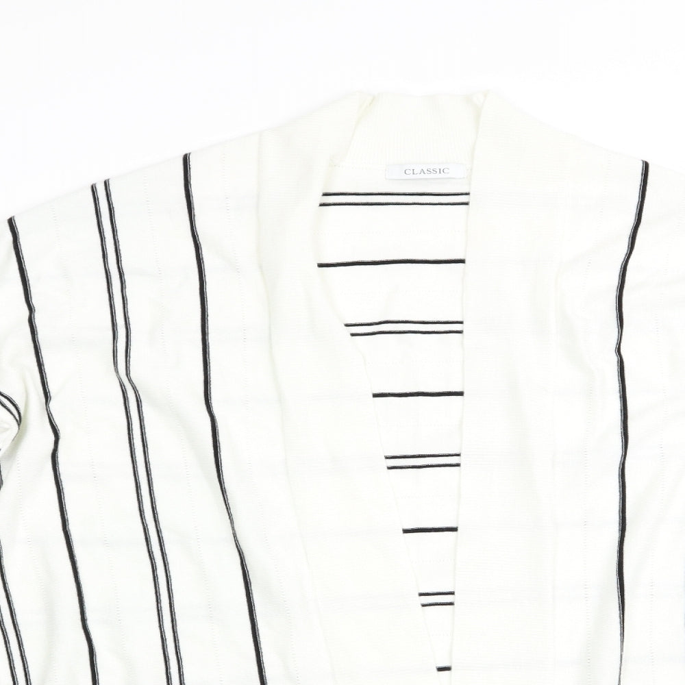 Marks and Spencer Womens Ivory Striped  Cardigan Jumper Size L  - Longline Cardigan