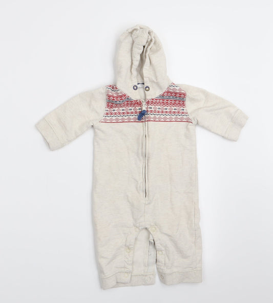 Florence and Fred Boys Beige Geometric  Coverall One-Piece Size 3-6 Months