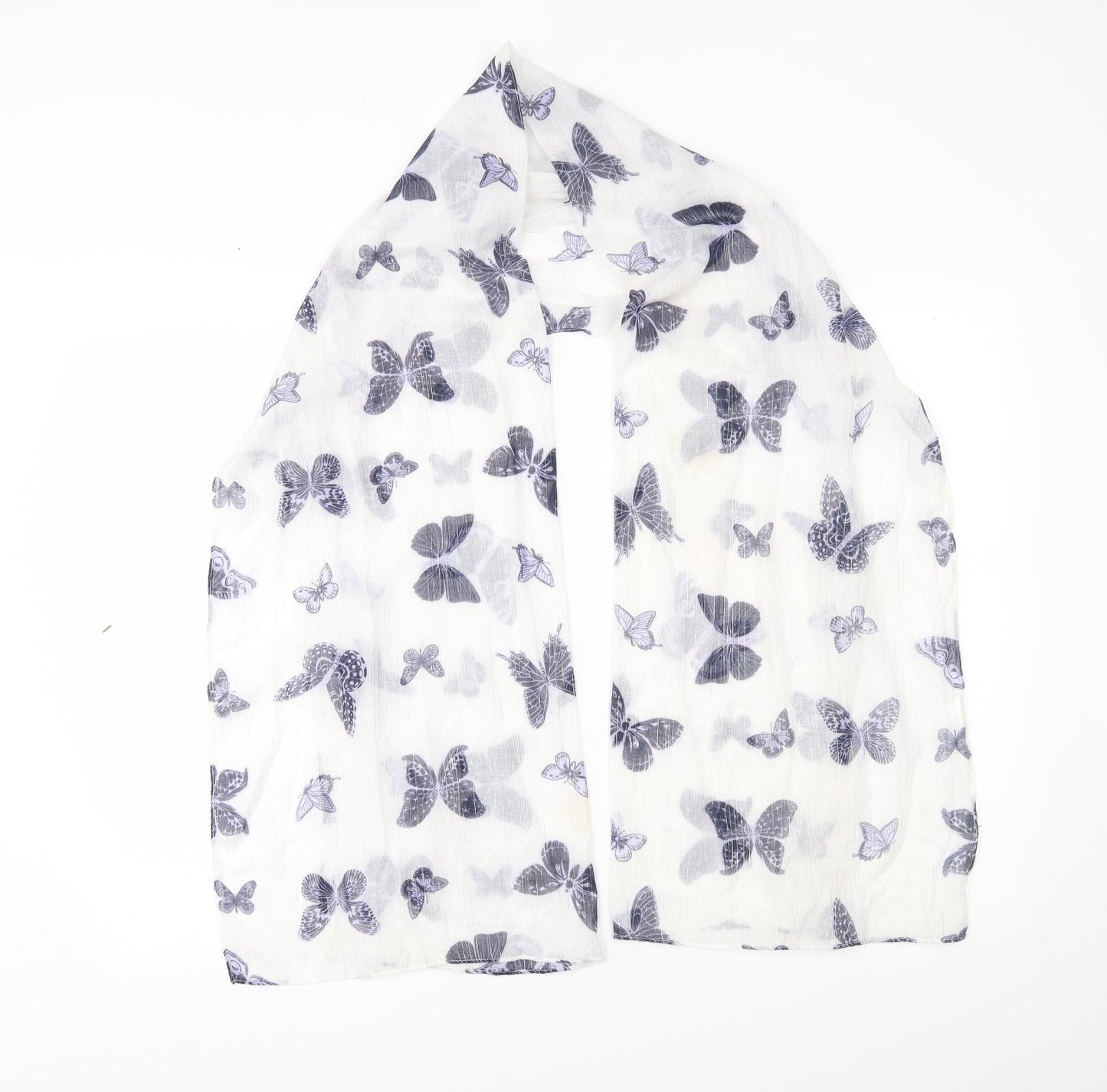 Preworn Womens White    Scarf   - butterfly pattern
