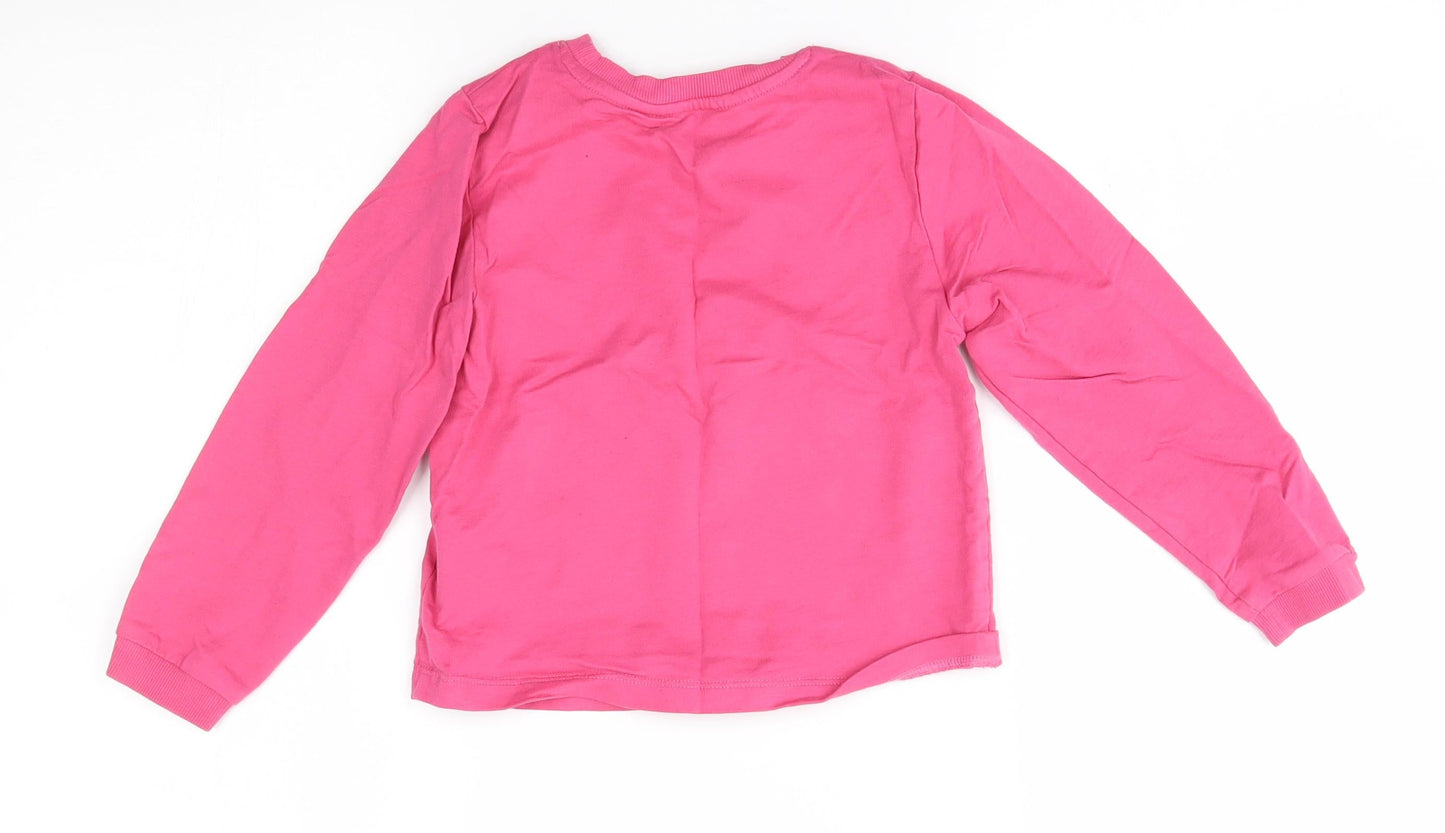 H&M Girls Pink   Basic T-Shirt Size 4-5 Years  - hello