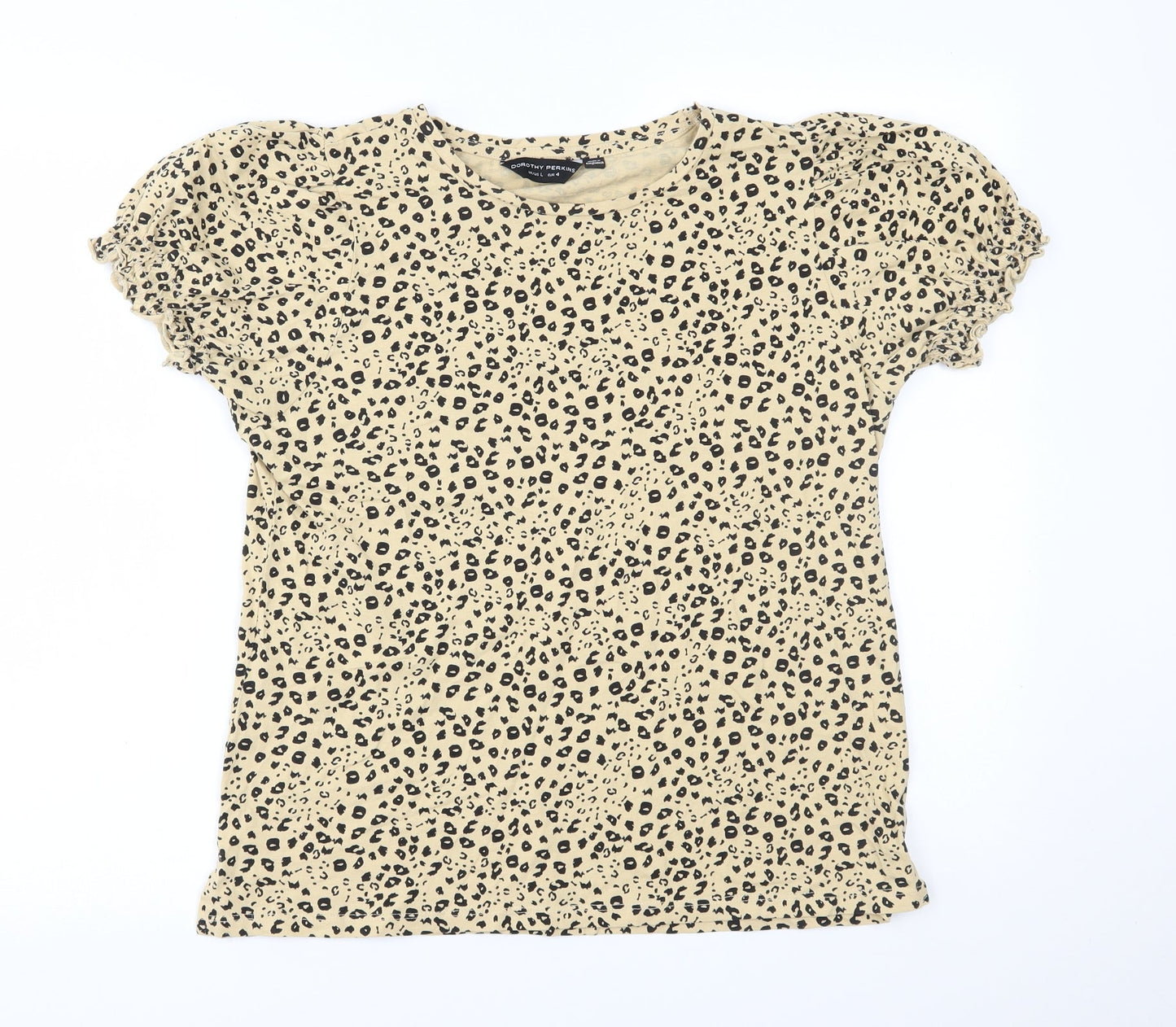Dorothy Perkins Womens Yellow Animal Print  Basic Blouse Size L