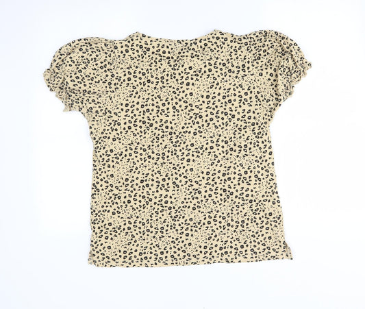 Dorothy Perkins Womens Yellow Animal Print  Basic Blouse Size L