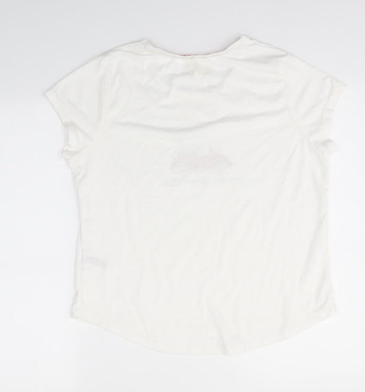 Matalan Womens White Solid  Top Pyjama Set Size M  - Winter Wonderland