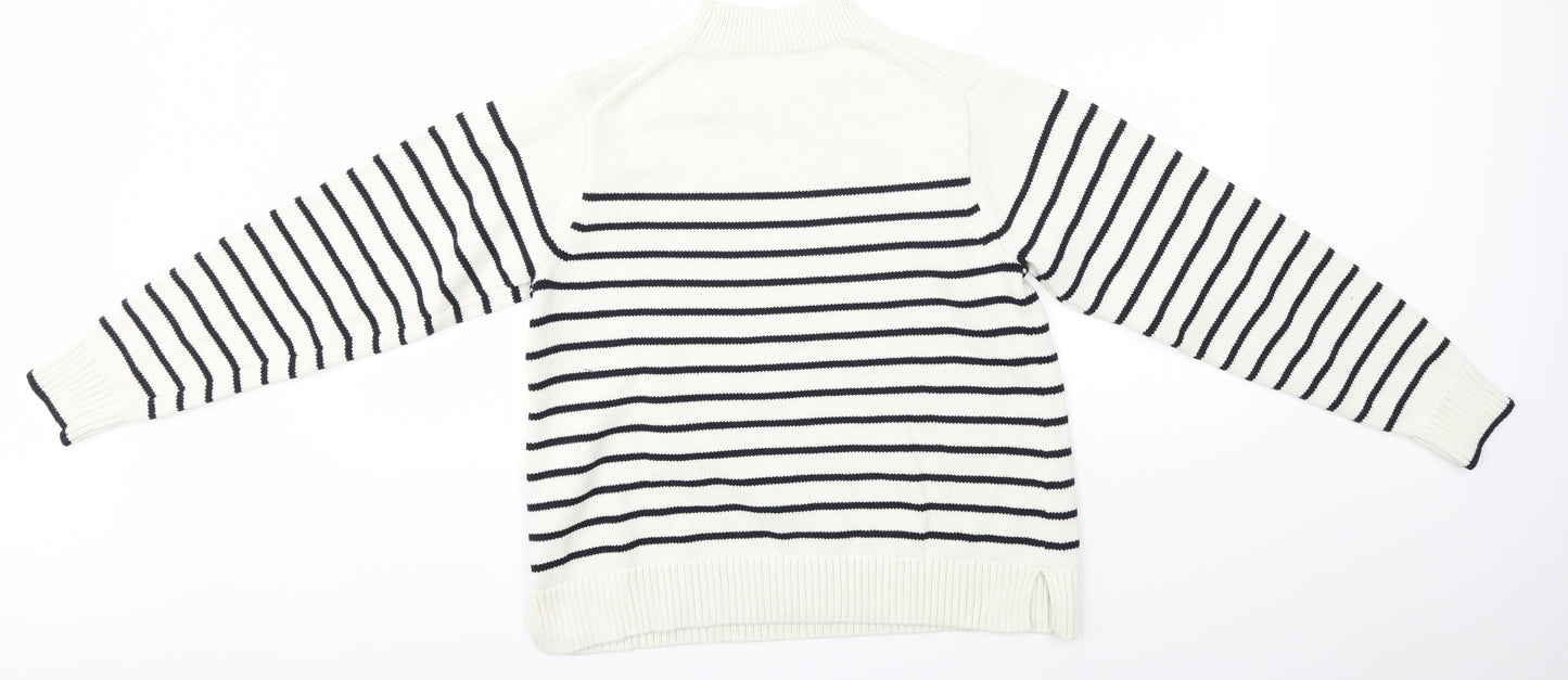 Preworn Womens Multicoloured Striped Knit Henley Jumper Size S