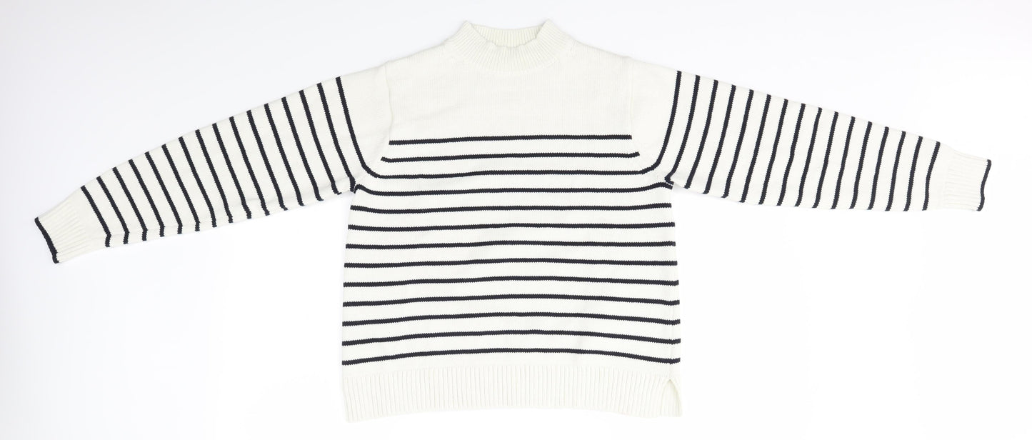 Preworn Womens Multicoloured Striped Knit Henley Jumper Size S