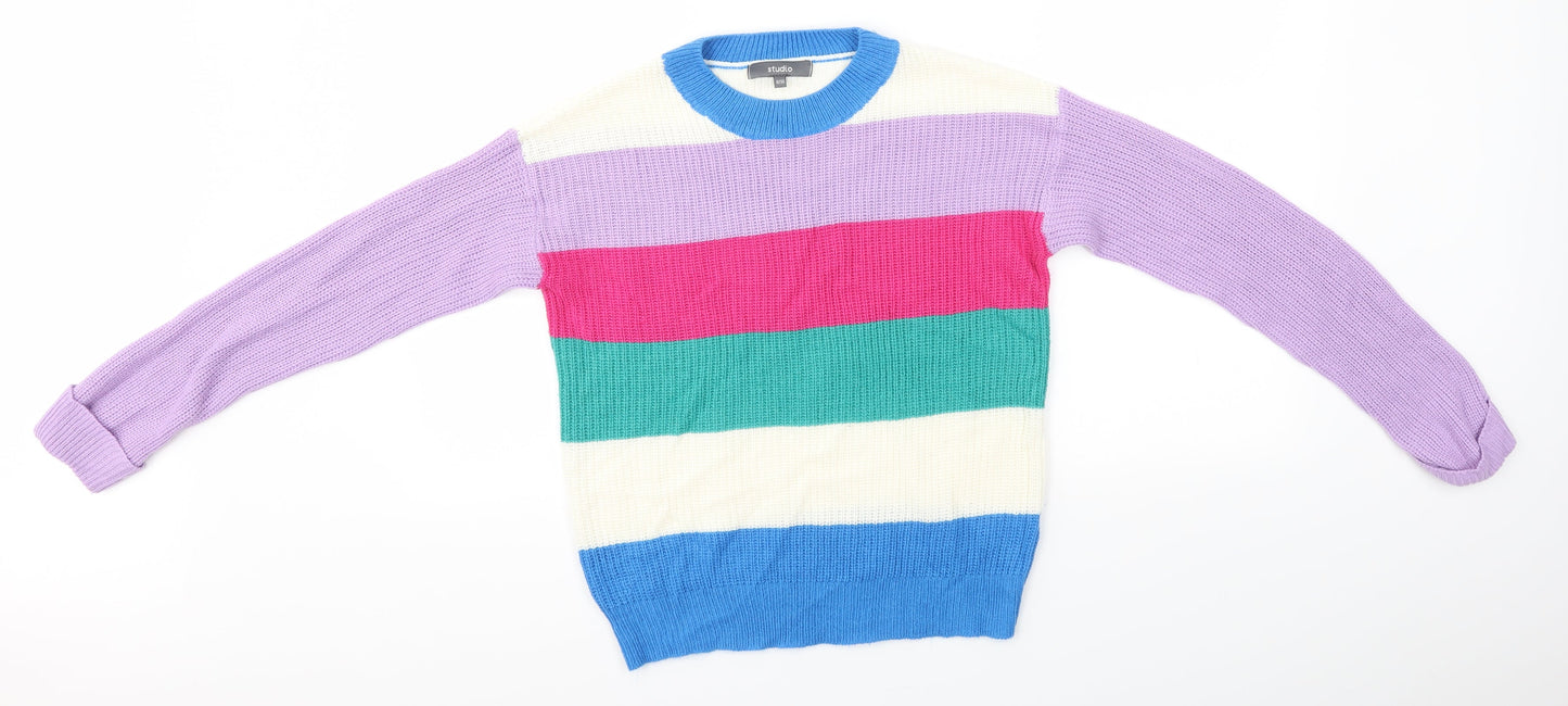 Studio Womens Multicoloured Striped  Pullover Jumper Size 8