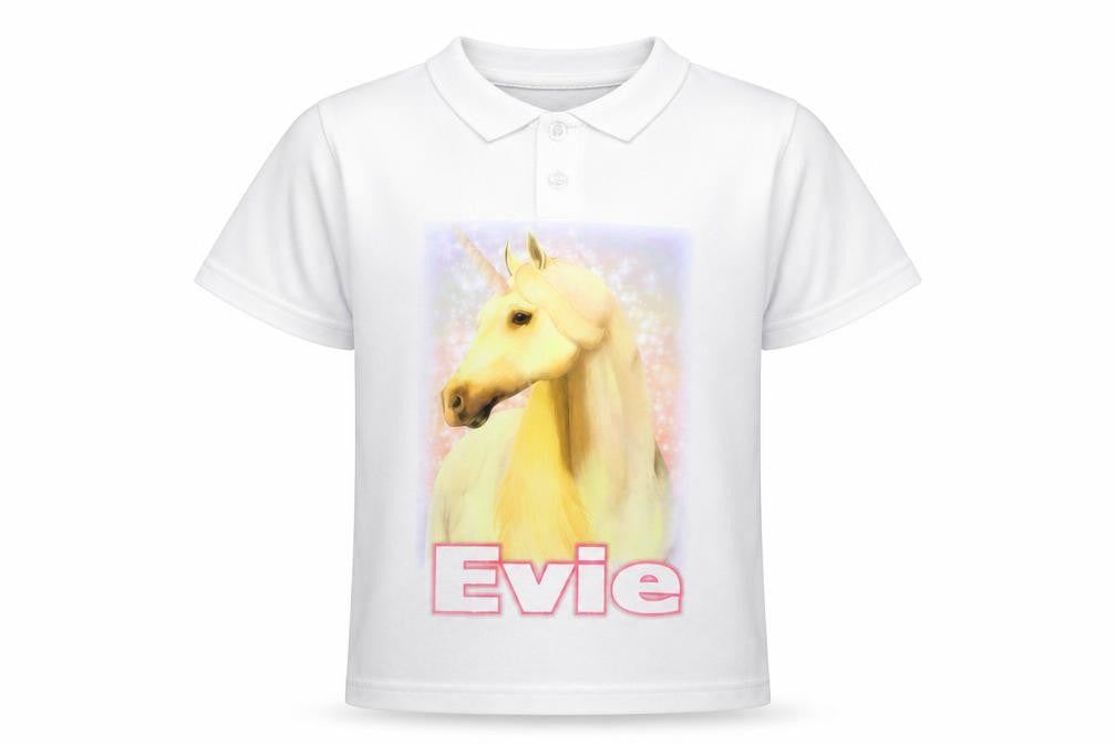 Xpres Subli Girls White  Rayon Basic Polo Size 3-4 Years  - Horse