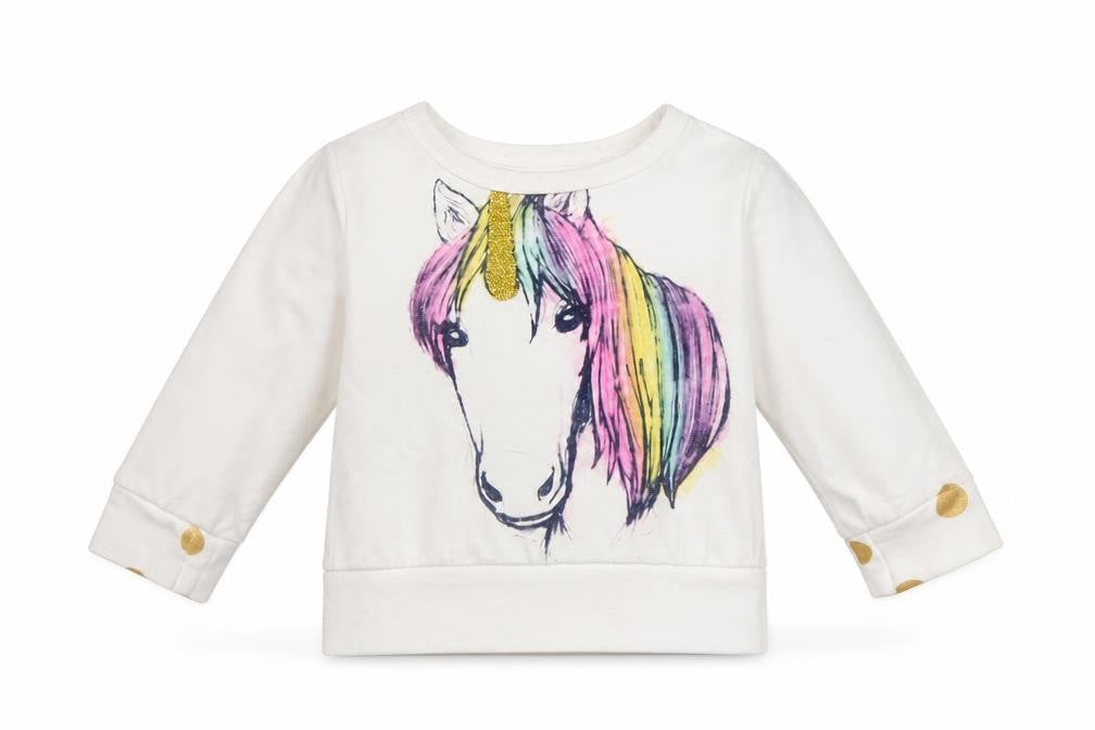 Front view of Fuerjiafushi Baby White Basic Blouse, size 3-6, Months - Unicorn