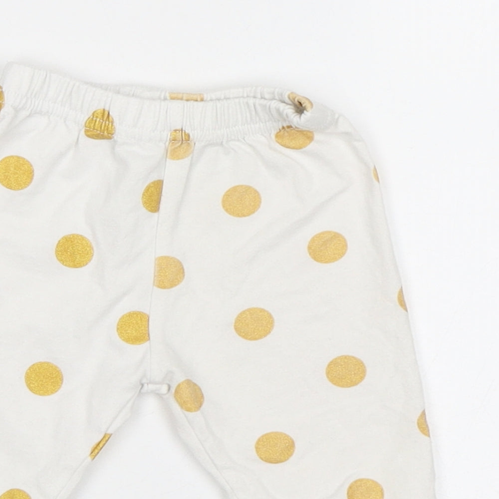 Preworn Baby White Polka Dot  Jogger Leggings Size 0-3 Months