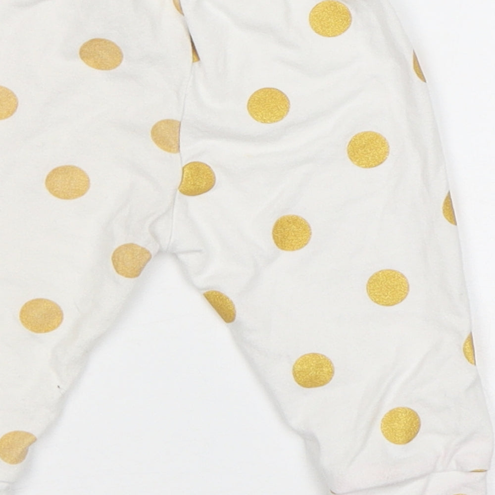 Preworn Baby White Polka Dot  Jogger Leggings Size 0-3 Months