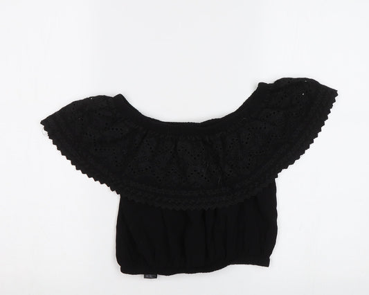 New Look Womens Black   Cropped Blouse Size 8