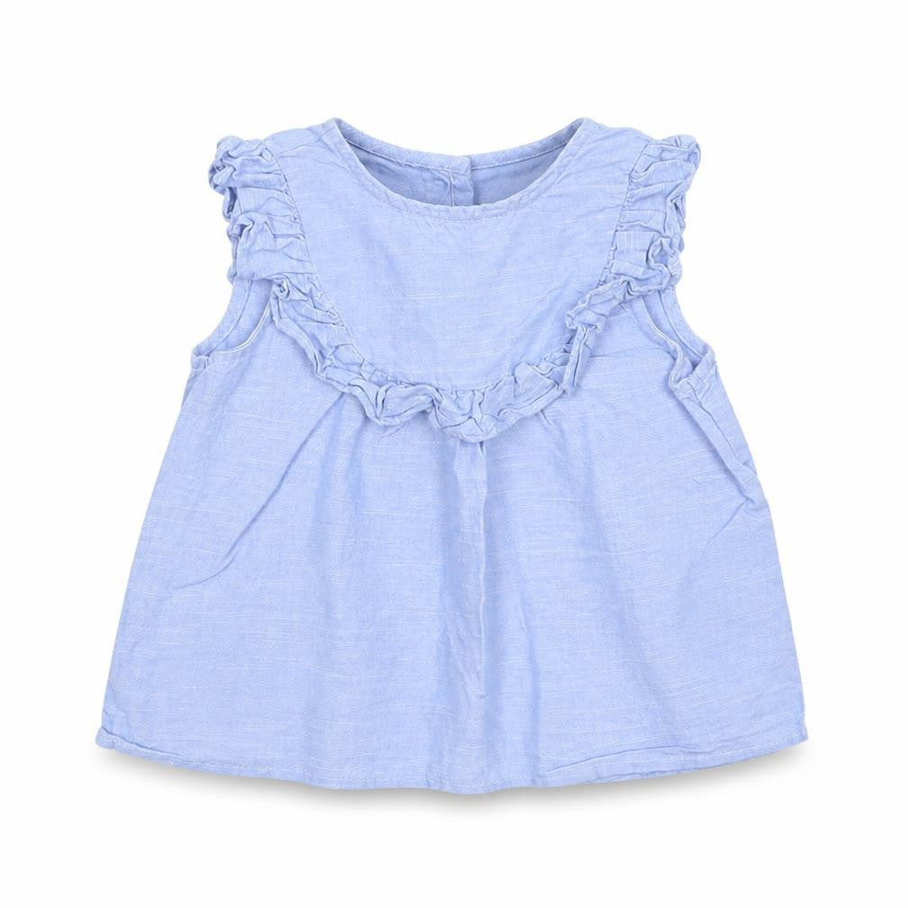 Front view of H&M girls’ blue a-line, size 6-9, months
