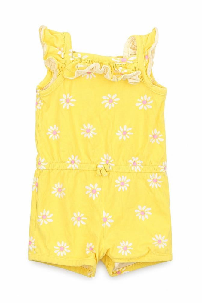 Mothercare Girls Yellow Floral  Romper One-Piece Size 3-6 Months