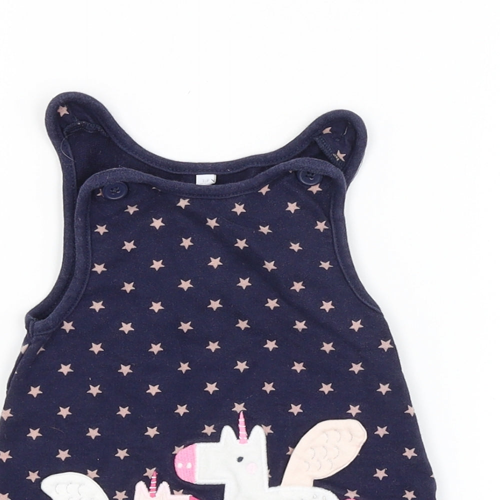 Blue Zoo Girls Blue Geometric  Dungaree One-Piece
