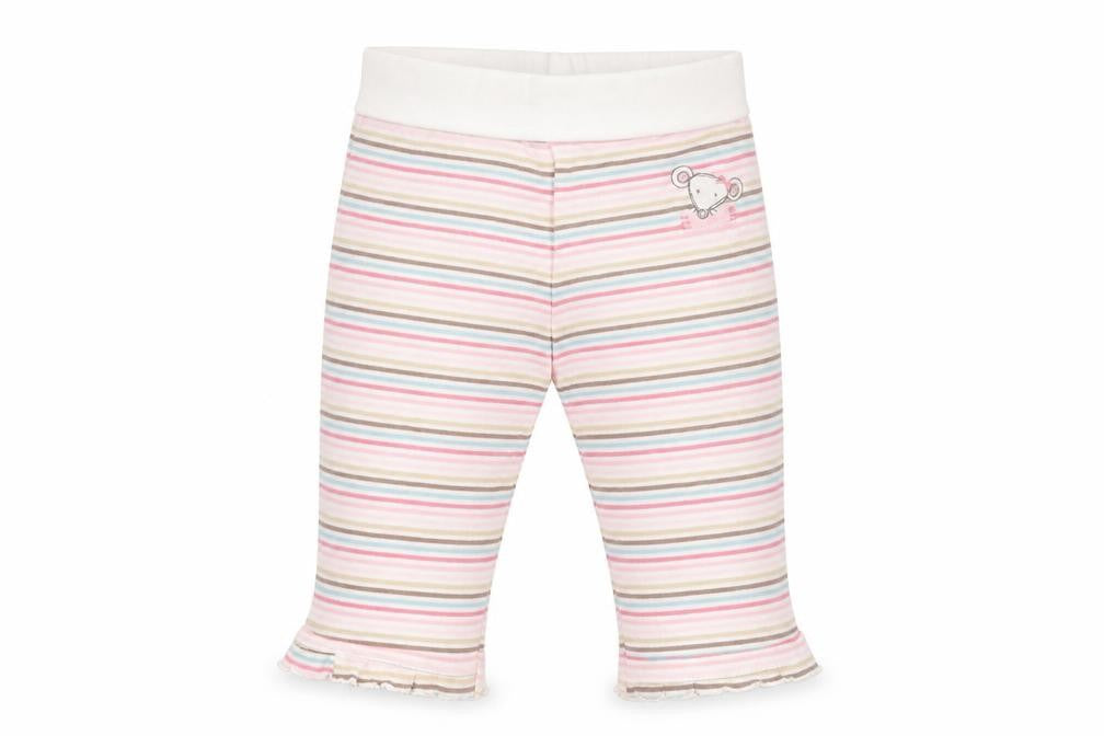 Front view of Preworn girls’ multicoloured striped sweatpants leggings, size 3-6, months