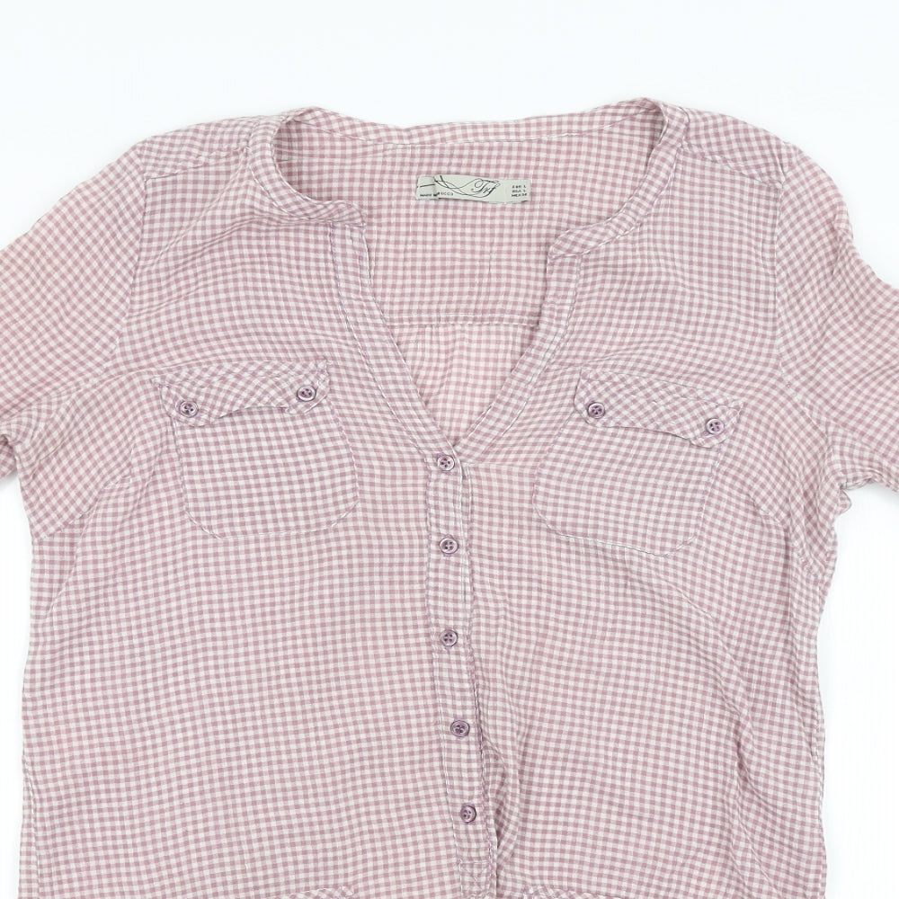 Preworn Womens Purple Check  Basic Button-Up Size L