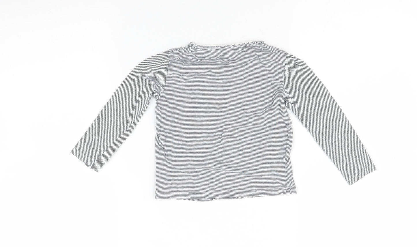Preworn Girls Grey Striped  Basic T-Shirt Size 3 Years