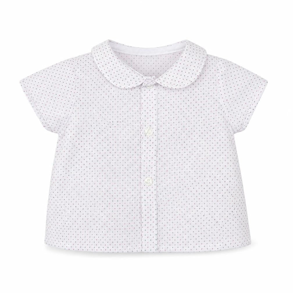 Front view of babyFurr Baby Multicoloured Polka Dot Basic Button-Up, size 6-9, Months