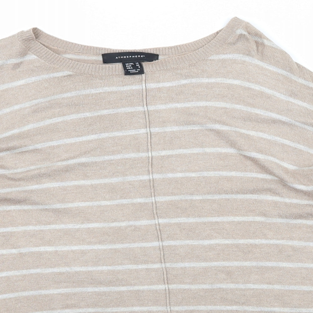 Atmosphere Womens Beige Striped  Pullover Jumper Size 10