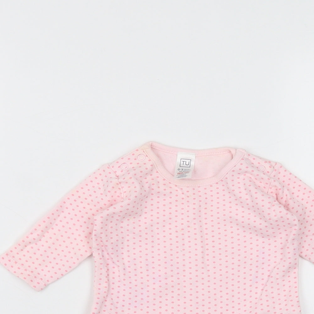 TU Baby Pink Polka Dot  Babygrow One-Piece Size 0-3 Months
