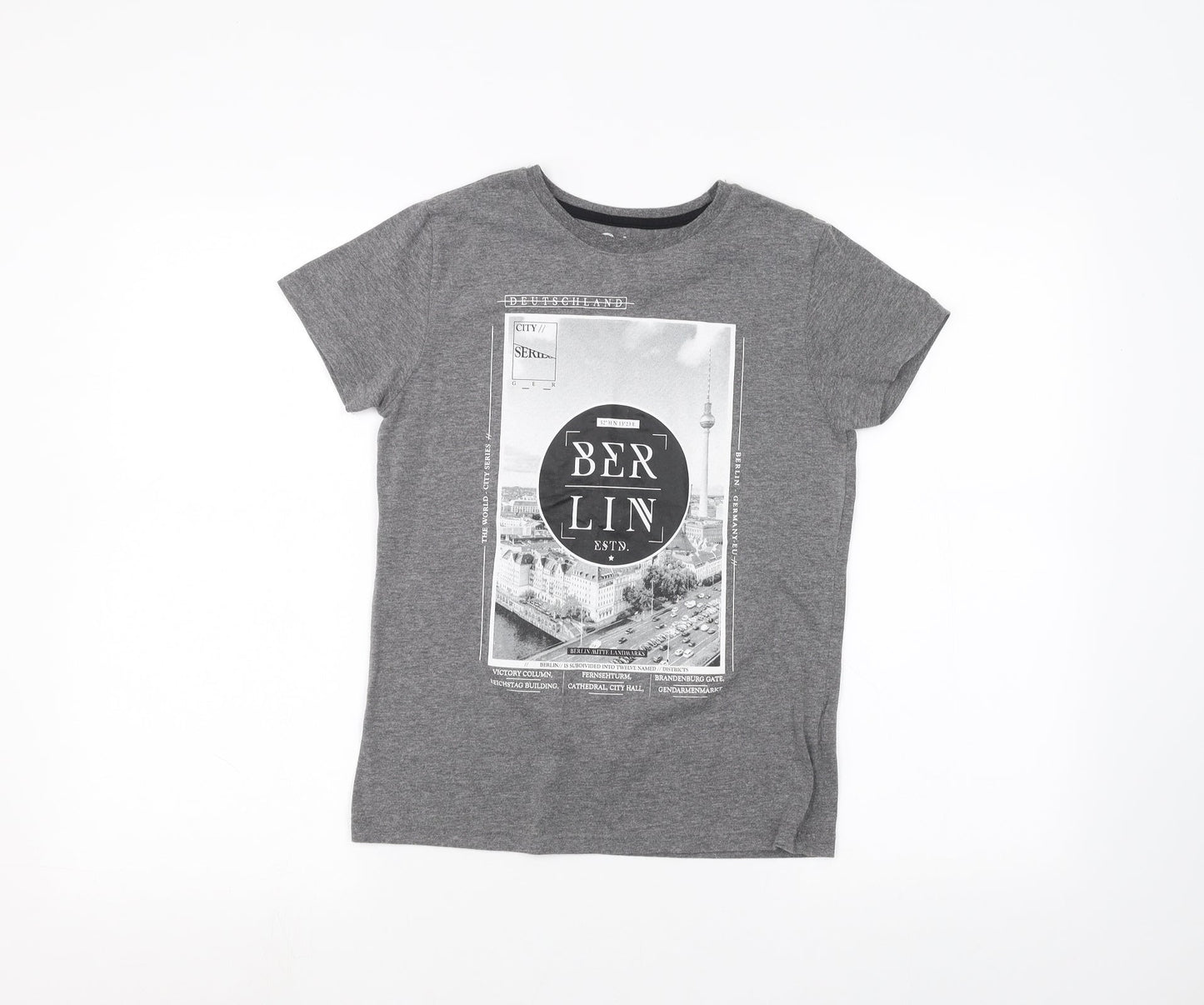 Primark Boys Grey   Basic T-Shirt Size 10-11 Years