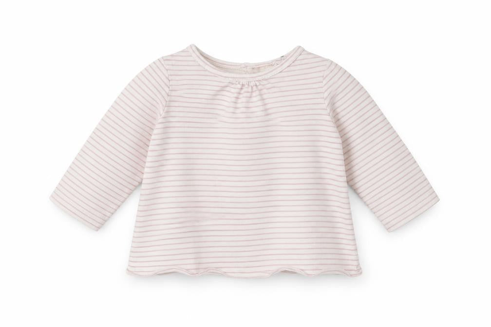 Front view of Next Baby White Striped Basic T-Shirt, size 0-3, Months