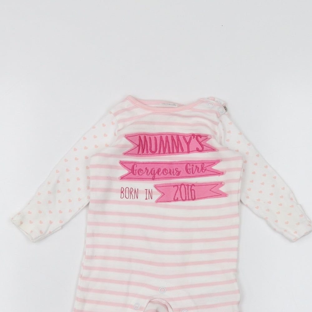 F&F Baby White Striped  Coverall One-Piece Size 0-3 Months