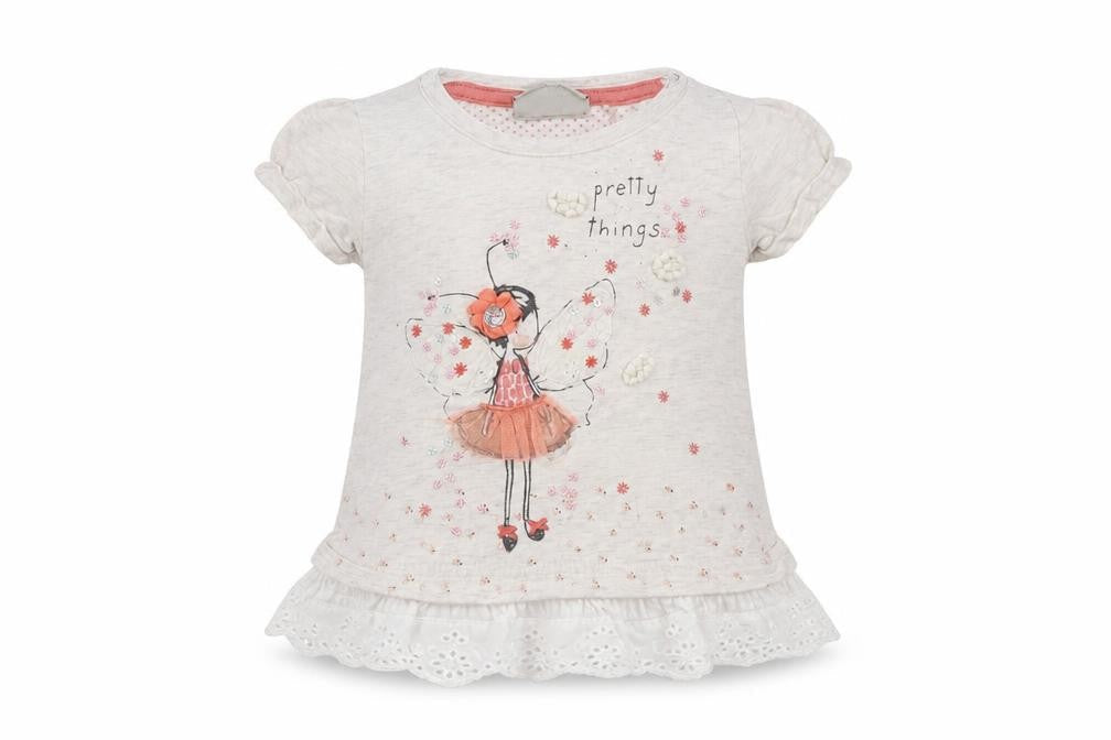 Front view of Next Baby Beige Basic T-Shirt, size 3-6, Months