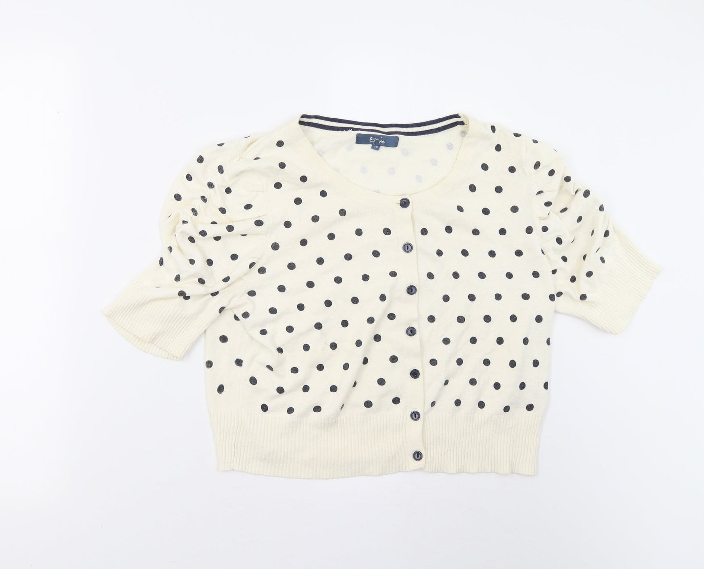 Evie Womens Beige Polka Dot Knit Cardigan Jumper Size 14