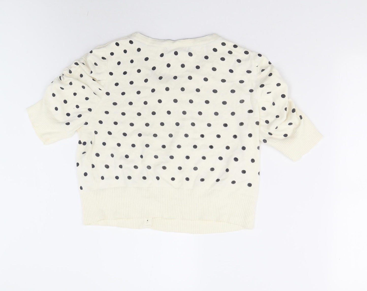 Evie Womens Beige Polka Dot Knit Cardigan Jumper Size 14