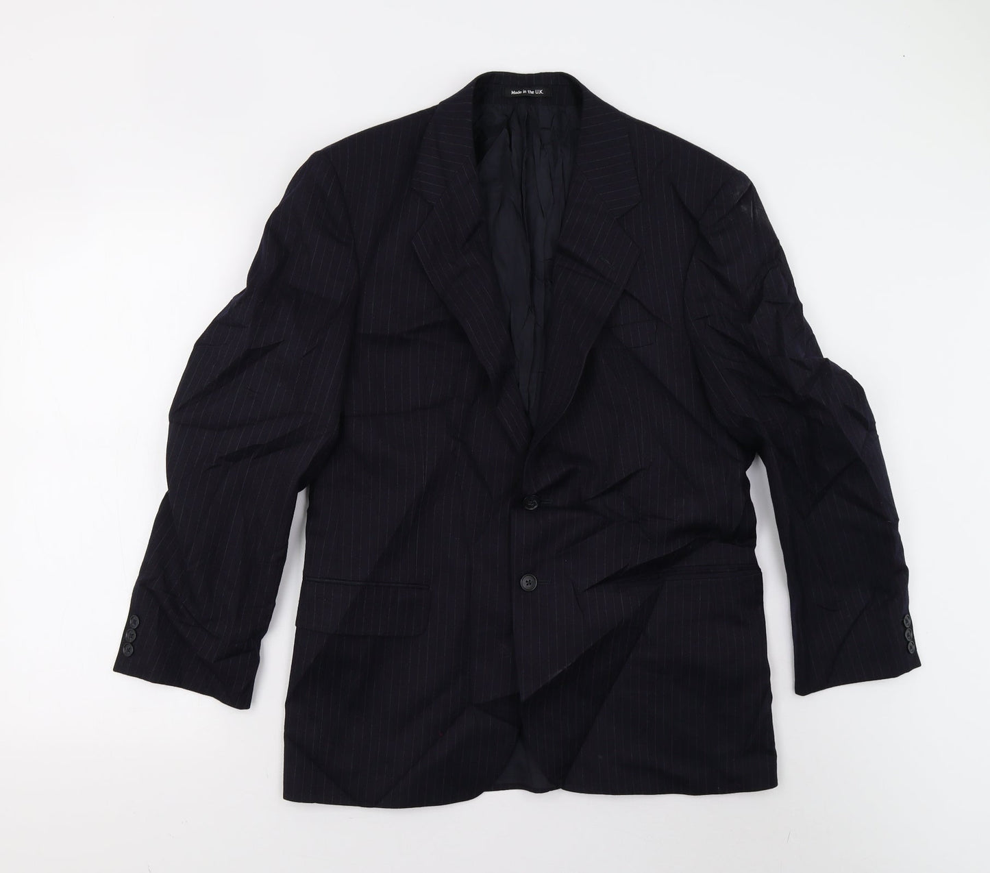 M&S Mens Blue Striped  Jacket Suit Jacket Size 38