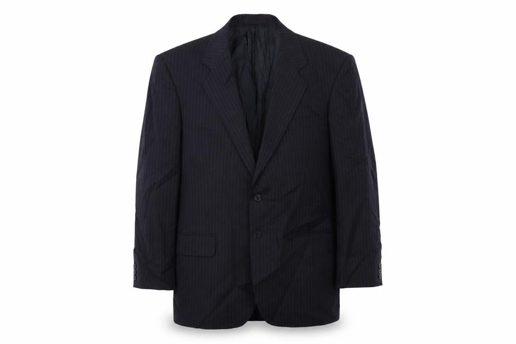 M&S Mens Blue Striped  Jacket Suit Jacket Size 38