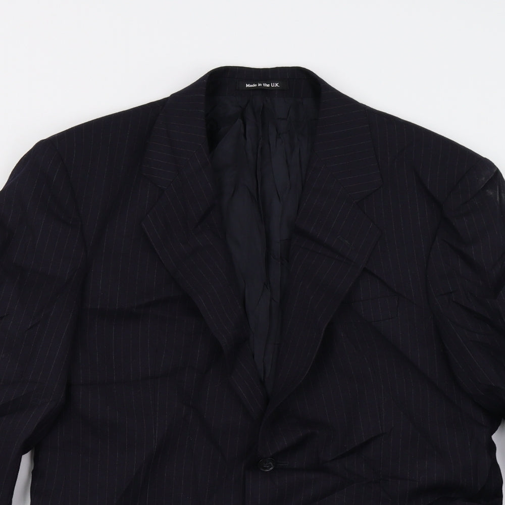 M&S Mens Blue Striped  Jacket Suit Jacket Size 38